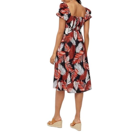 J.Crew Black Wildfire Print Puff-Sleeve Twist-Front Midi Dress NWT - Picture 3 of 14